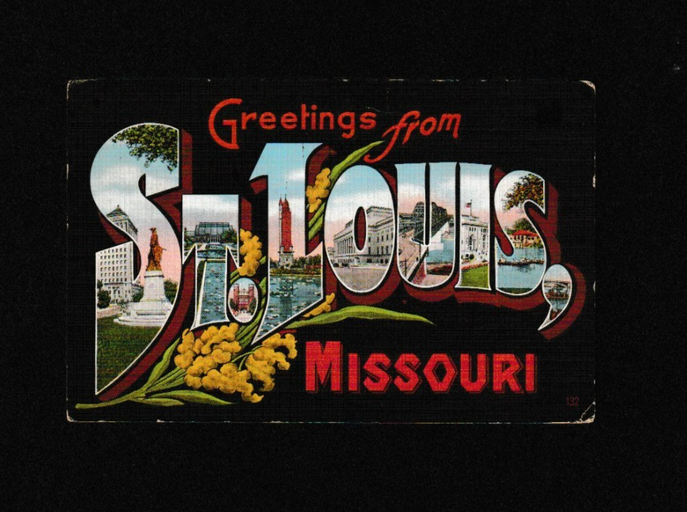 Vtg Greetings from St Louis Missouri Big Letter Linen Postcard 1939