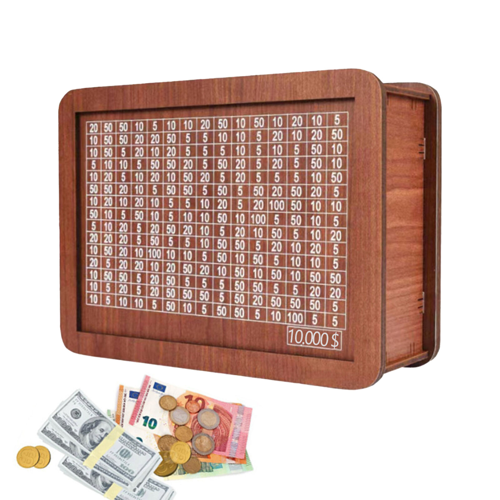 Wooden Piggy Bank Cash Box Money Bank With Counter Money Saving Challenge Box