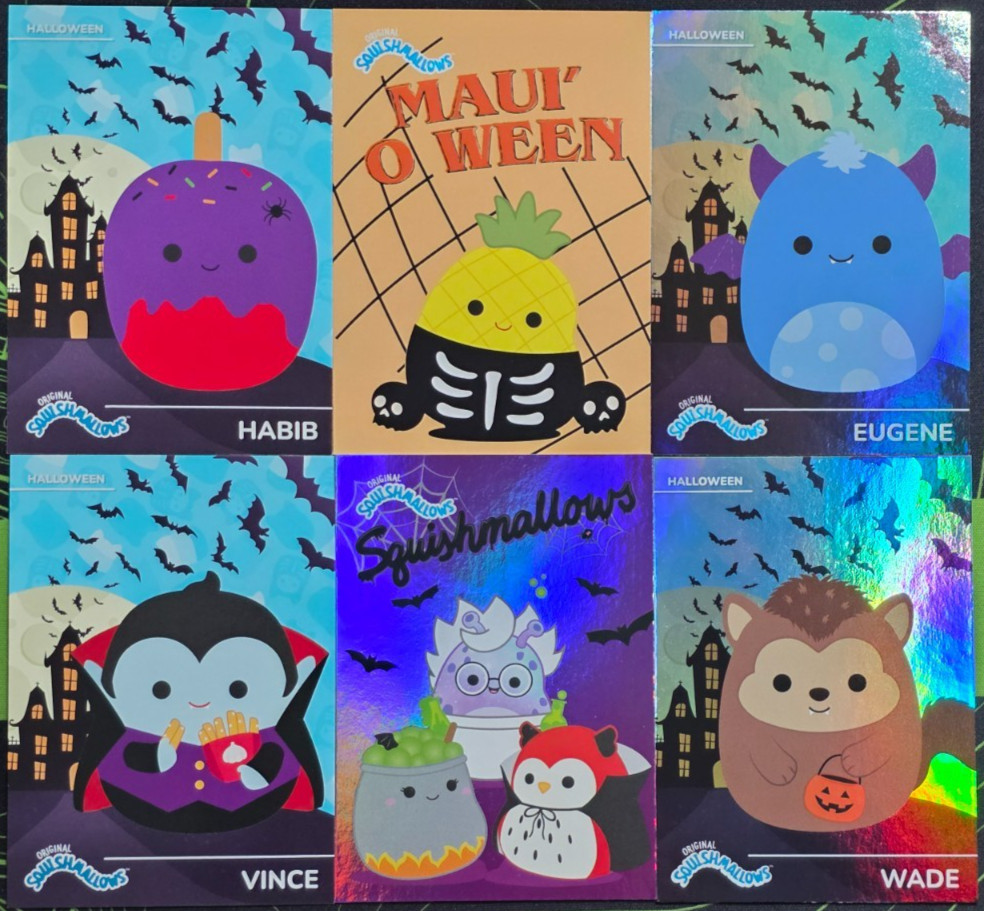 2025 PANINI SQUISHMALLOWS HALLOWEEN TRADING CARD LOT OF 6: EUGENE, WADE, VINCE 2025 PANINI SQUISHMALLOWS HALLOWEEN TRADING CARD LOT OF 6: EUGENE, WADE, VINCE