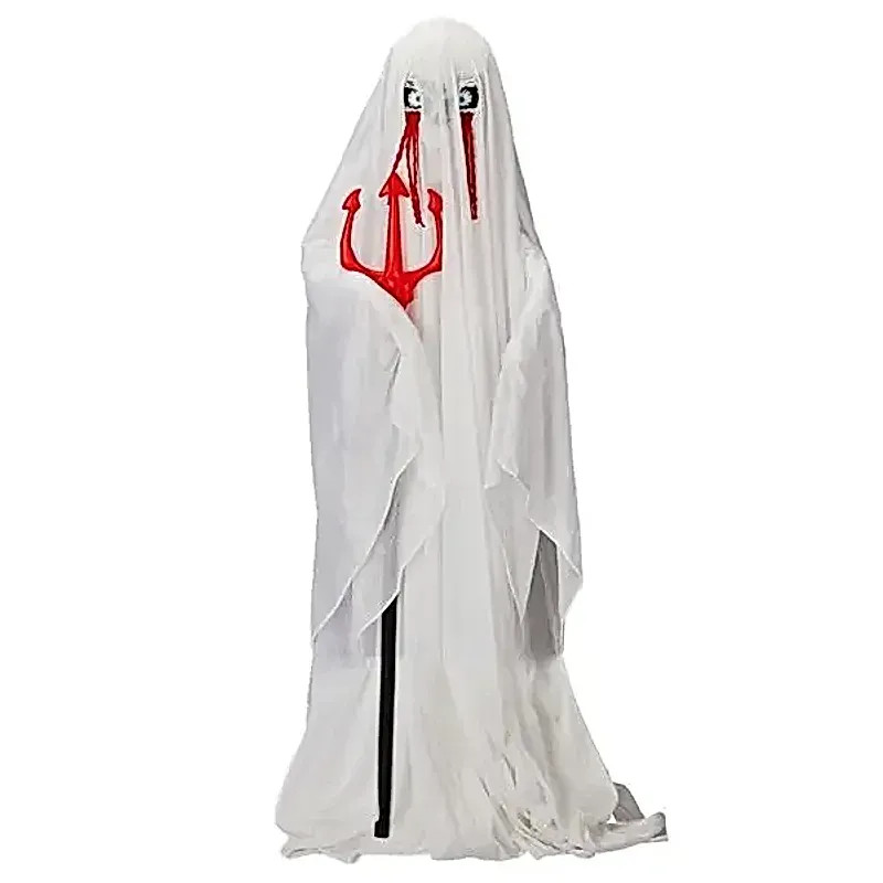 Halloween Animatronic Ghost with Trident - Green LEDS, 4.3ft, for Outdoors Halloween Animatronic Ghost with Trident - Green LEDS, 4.3ft, for Outdoors