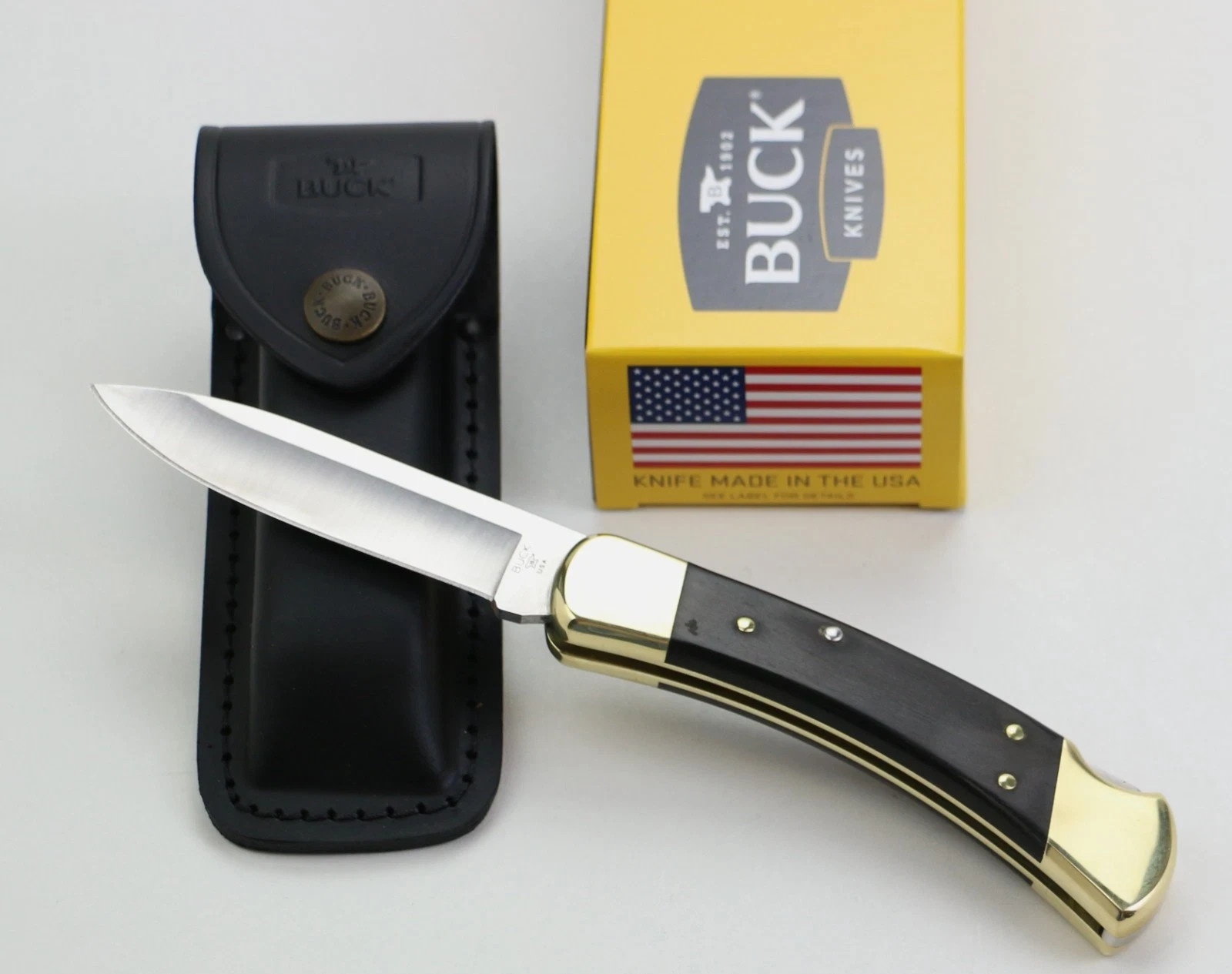 Buck Drop Point 110 Folding Hunter Knife 0110BRS6-B 420HC USA Made Ebony/Brass Buck Drop Point 110 Folding Hunter Knife 0110BRS6-B 420HC USA Made Ebony/Brass
