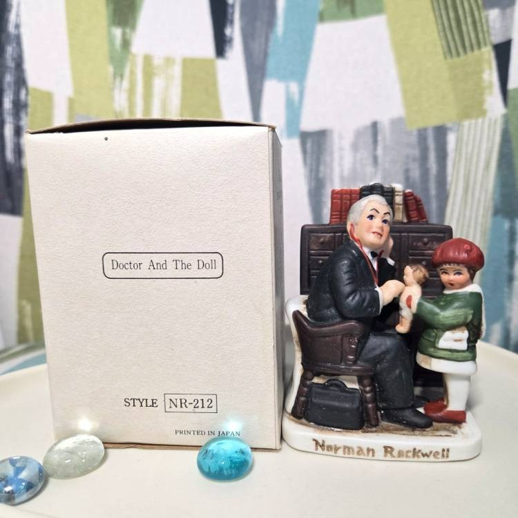 Vtg Norman Rockwell Figurine Doctor And The Doll Collectible Home Decor 1979 Box