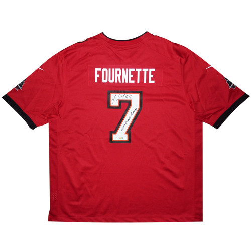 Leonard Fournette Autographed Tampa Bay Buccaneers (Red #7) Nike Jersey w/ Lomba