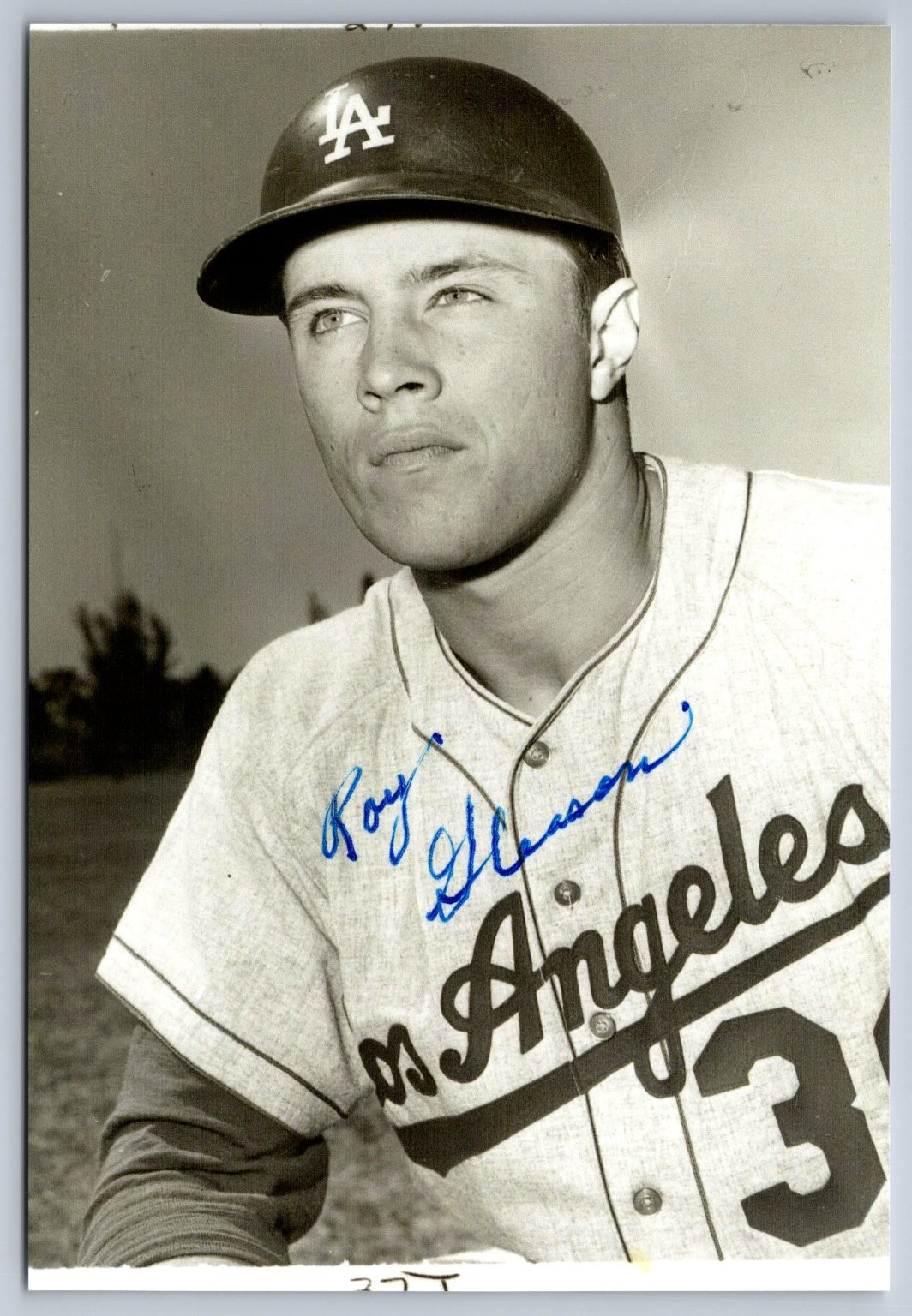 Roy Gleason Autographed Photo Los Angeles Dodgers Baseball 1957 Vintage