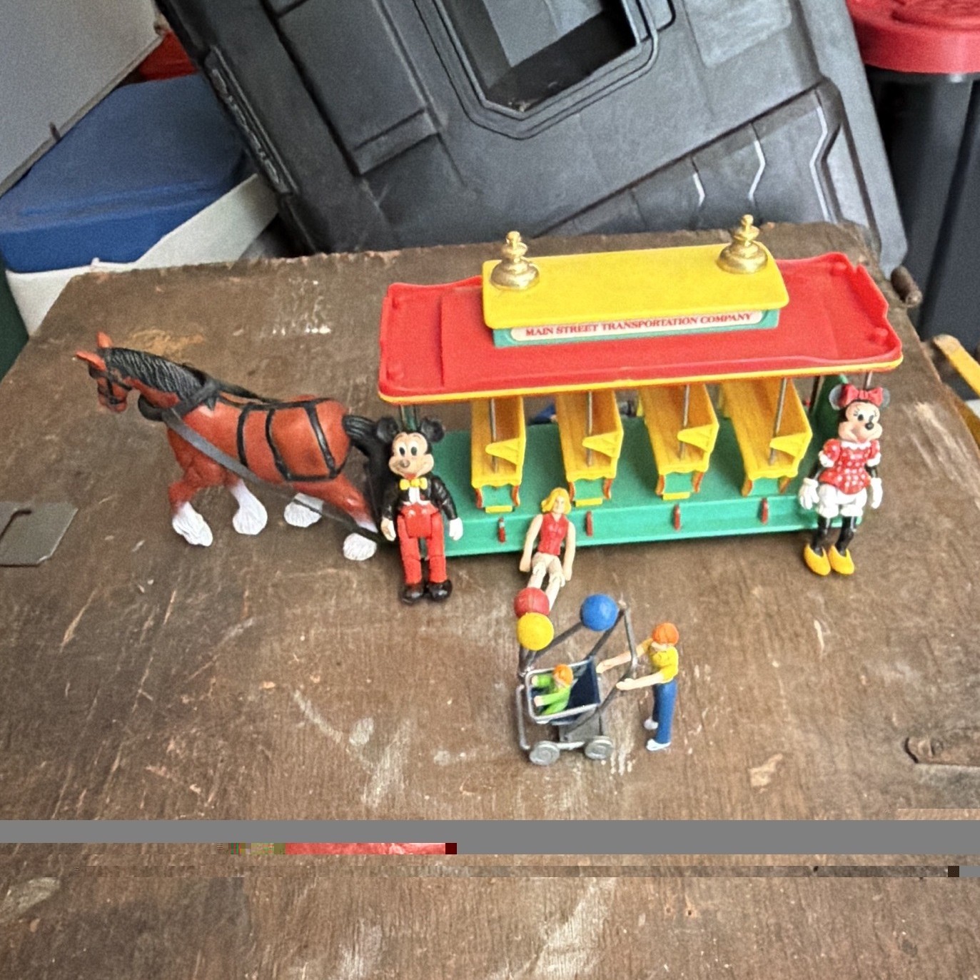 Disney Main Street Horse-Drawn Trolley w/ Mickey Minnie Figures