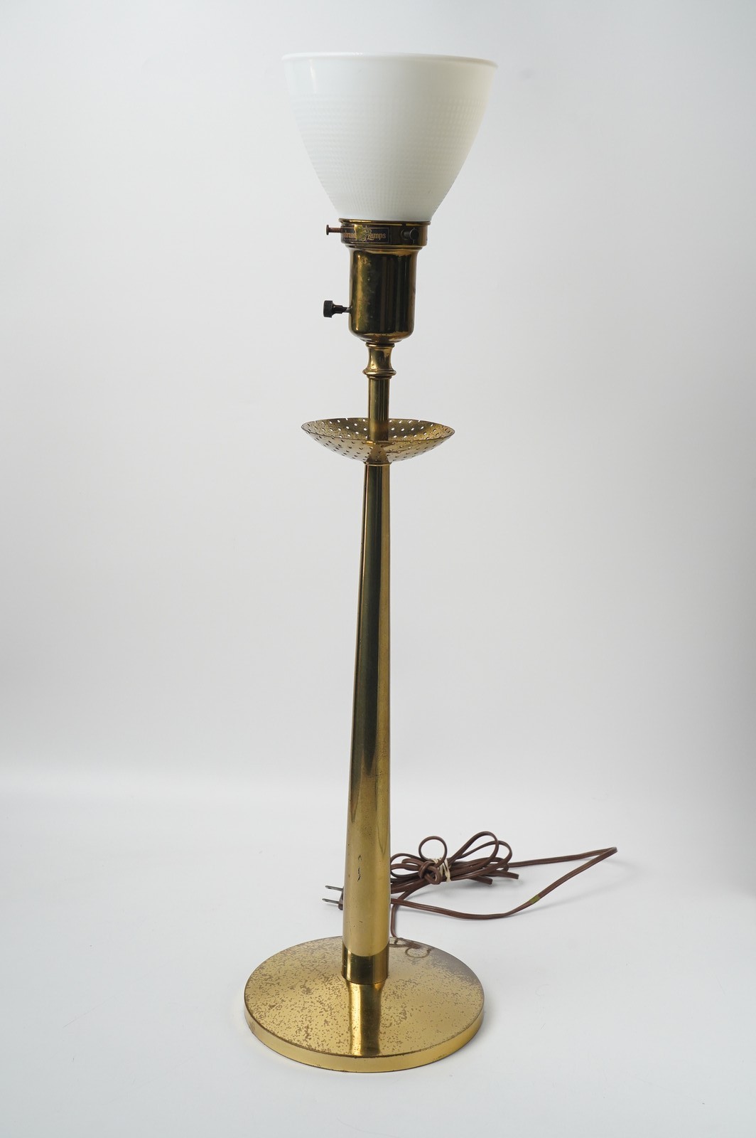 Vintage Rembrandt Masterpiece Metal Table Lamp Corning Milk Glass Shade 28.75\