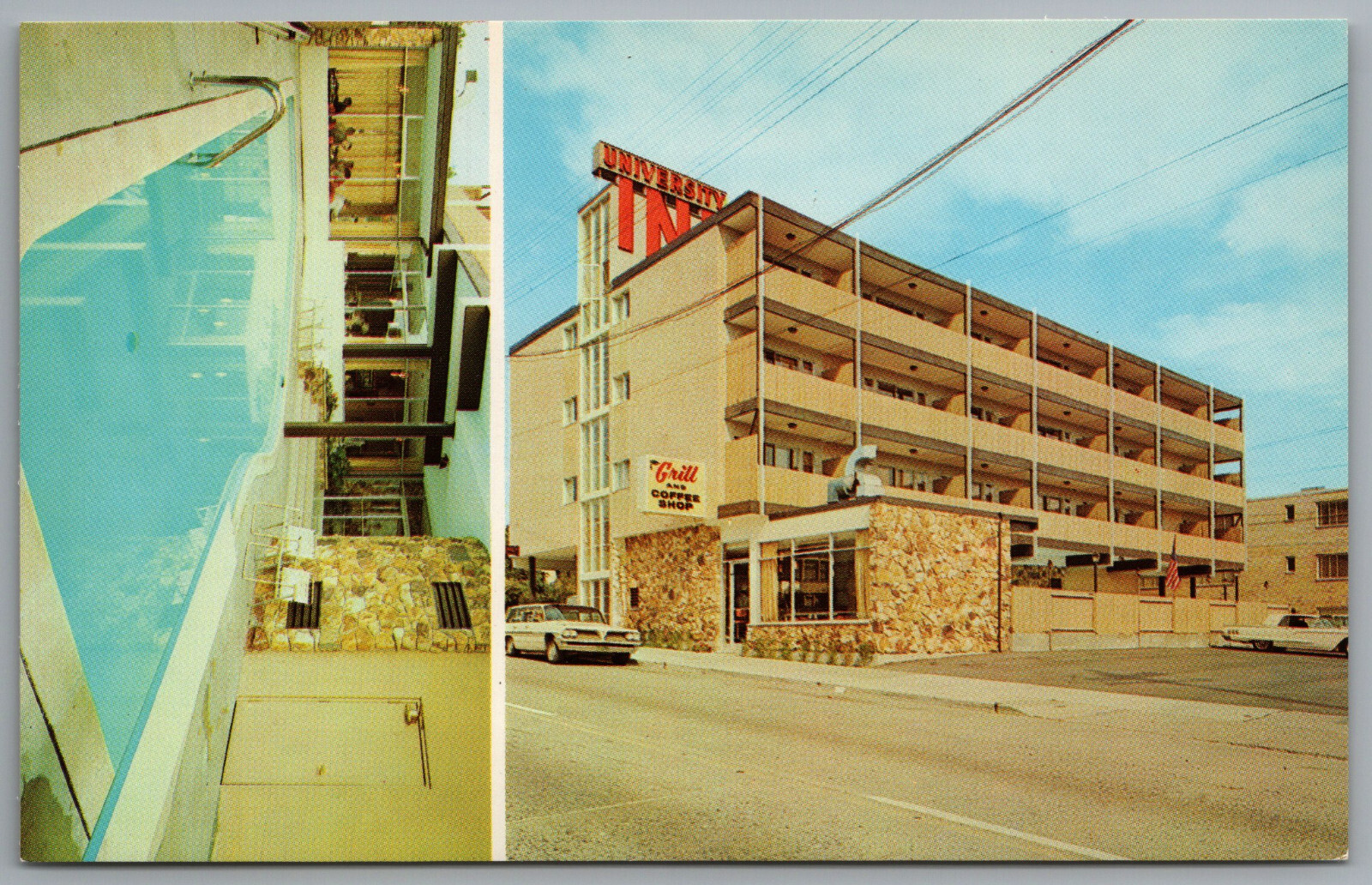 Seattle WA University Inn Motel Pool Classic Cars c1963 Postcard