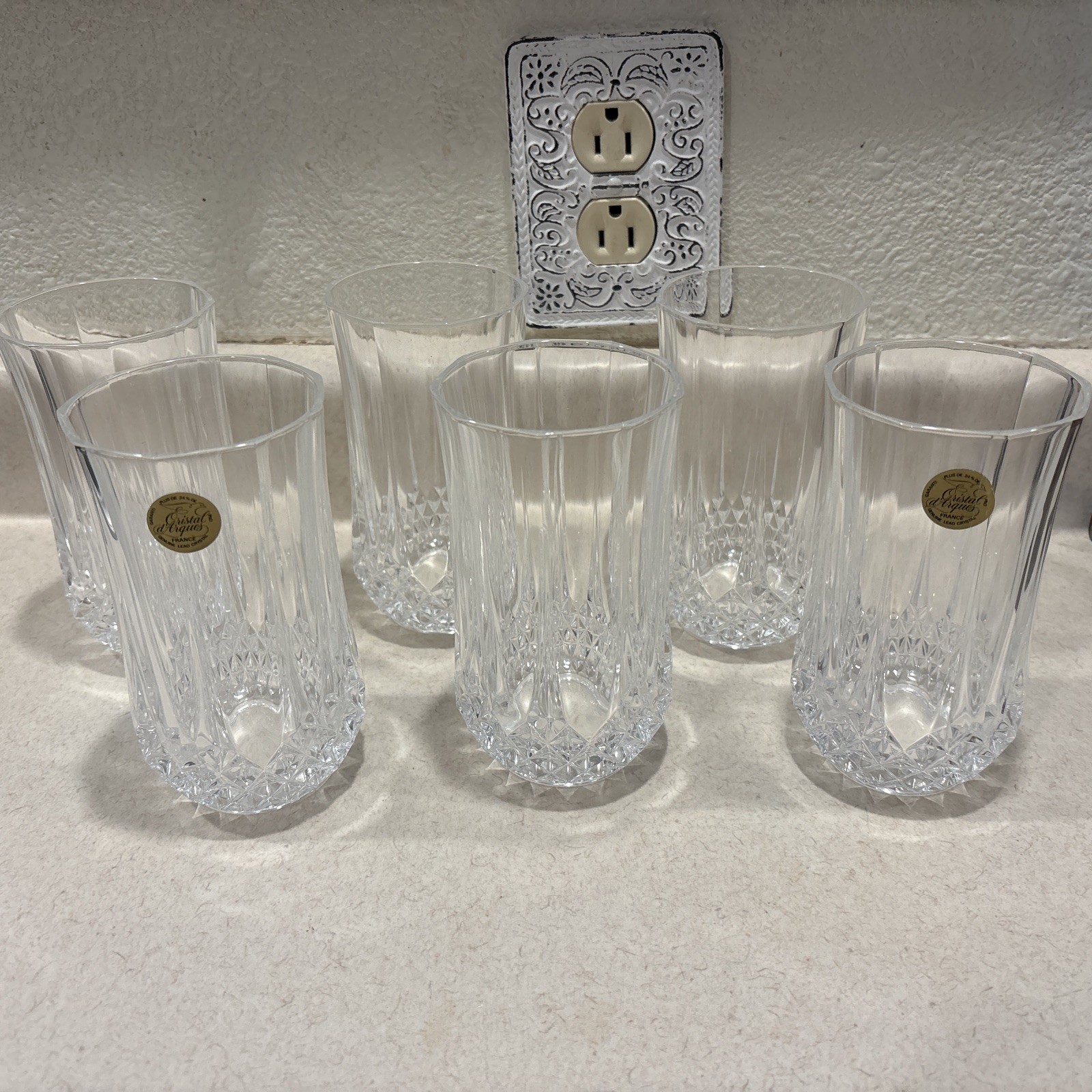 Vintage Cristal d’Arques France Longchamp Lead Crystal Tumblers Set of 6