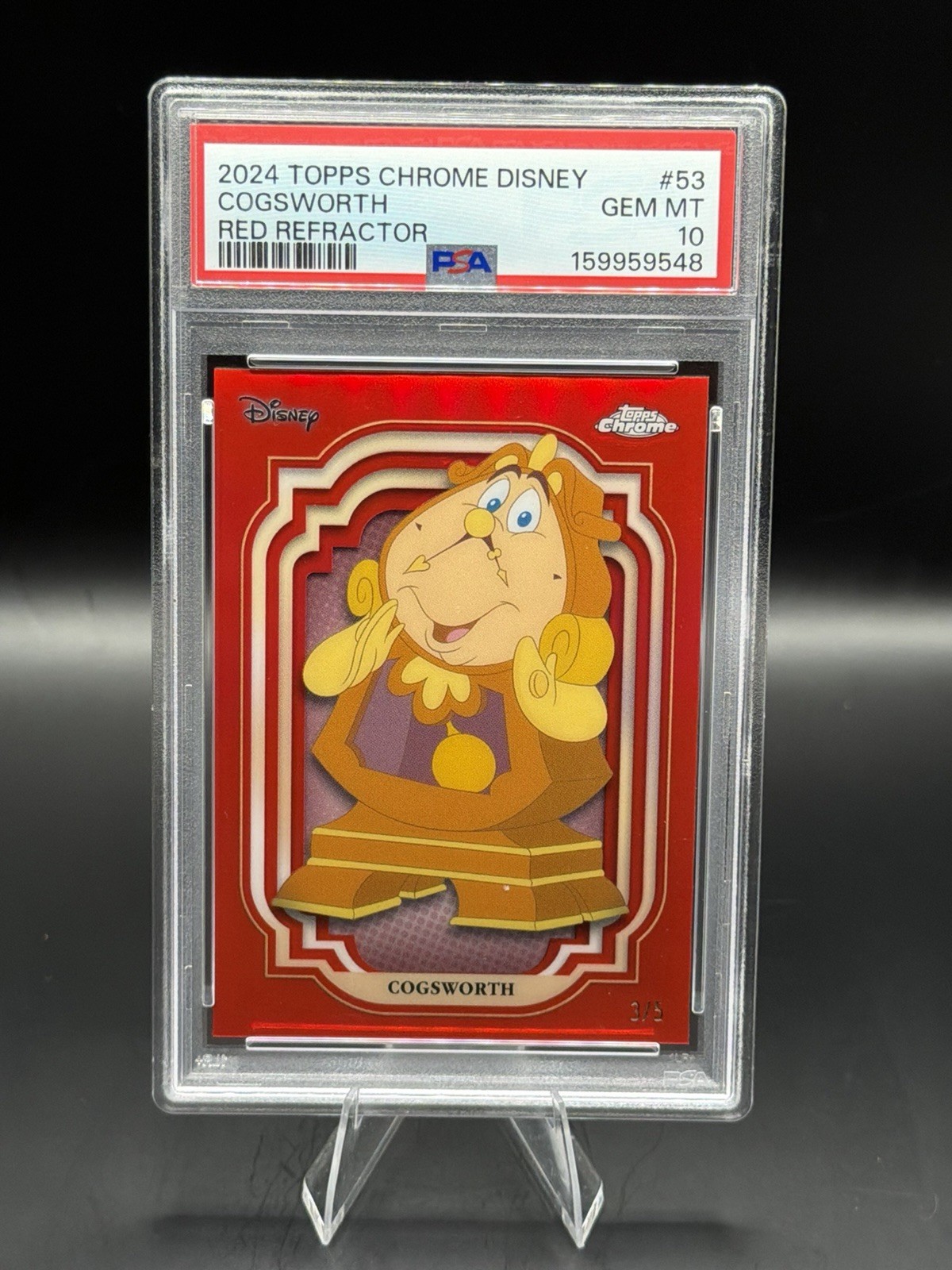 2024 Topps Chrome Disney COGSWORTH True Red Refractor /5 PSA 10 (POP 1) 🔥📈