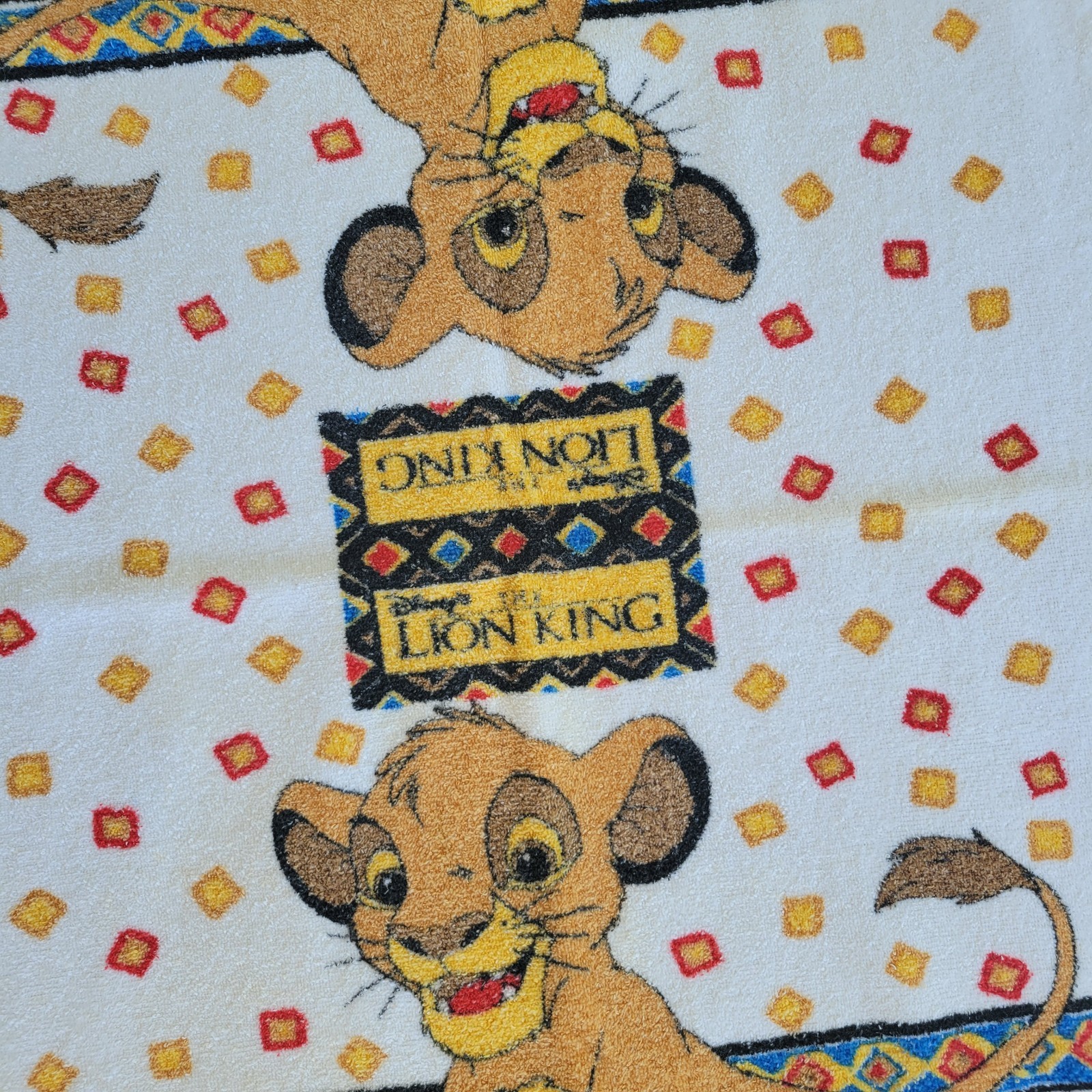 Vtg Disney Lion King Simba Bath Towel Pool Beach 90s Movie Promo Orange Yellow