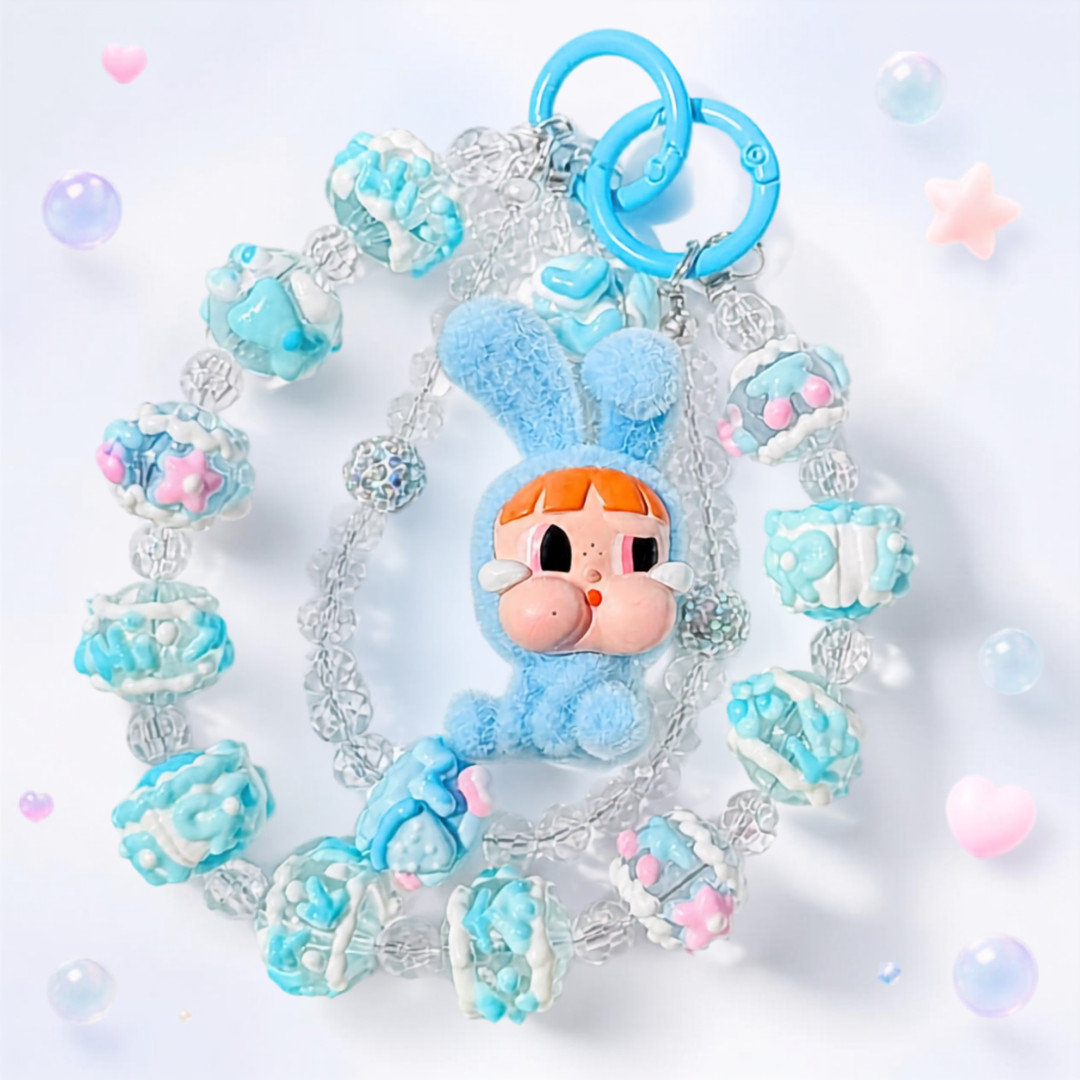 Kawaii Bunny Cry Plush Keychain Cute Soft Bag Charm Accessory, Stocking Suffer