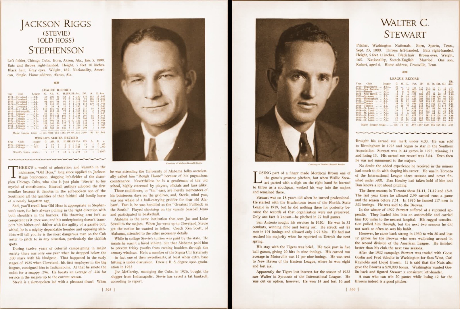 1933 Riggs Stephenson & Lefty Stewart 1930s Vintage Baseball Photo Page 8x10