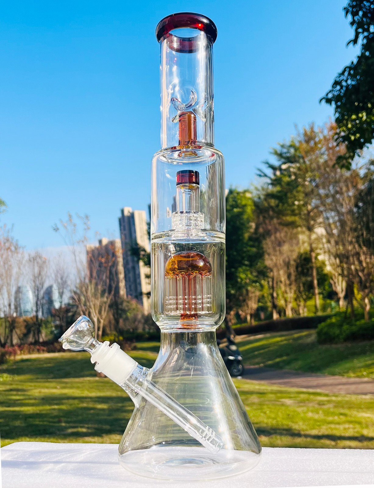 16\'\' Heavy Glass Bong Smoking Hookah Percolate Thick Water Tobacco Pipe 2.4lb