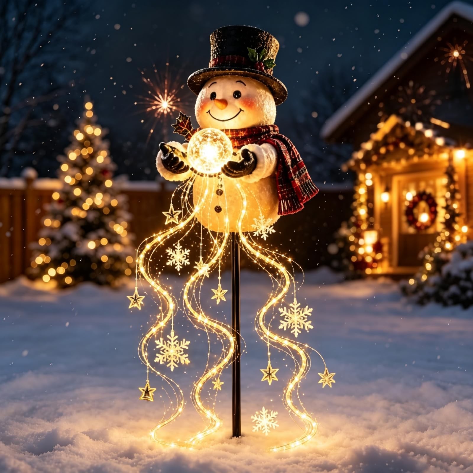 Snowman Magic Fountain | Flowing Snowflake LED Christmas Garden Light Snowman Magic Fountain | Flowing Snowflake LED Christmas Garden Light