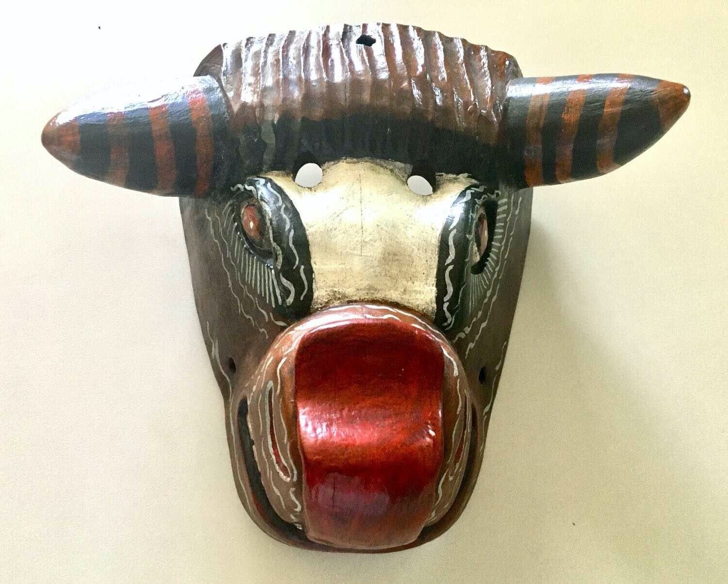 Vintage Guatemalan Torito/Bull Mask Ethnographic, Wood/Wooden
