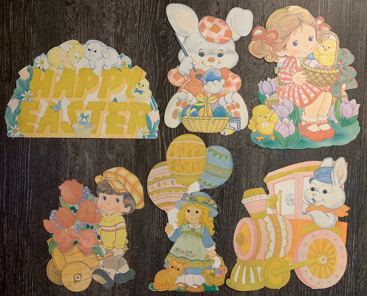 Vintage 1980’s Easter Decorations Double Sided With Felt Lot Of 6 Vintage 1980’s Easter Decorations Double Sided With Felt Lot Of 6