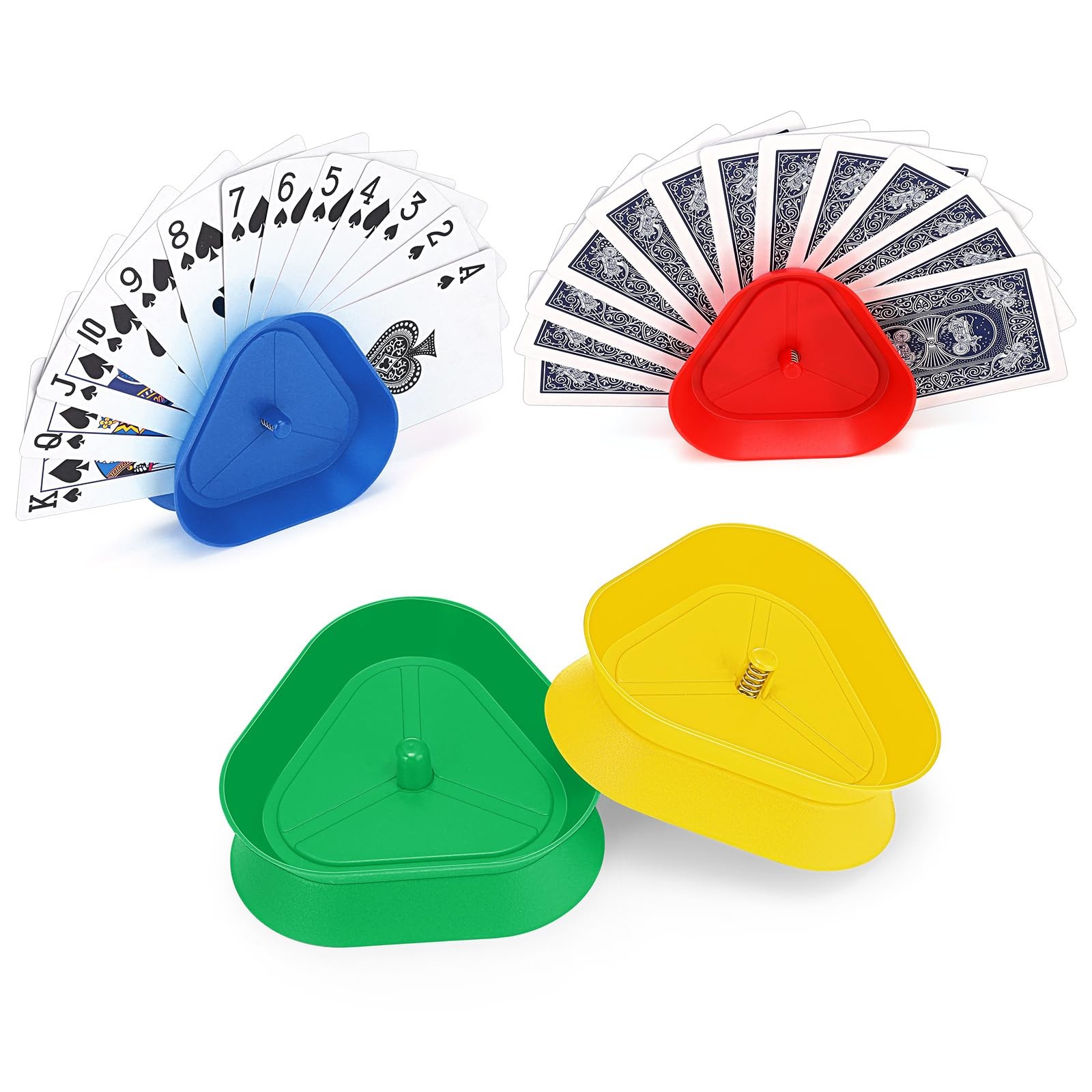 Syhood 4 Pcs Kids Playing Card Holders Plastic 3.35 x 1 inches, Colorful Syhood 4 Pcs Kids Playing Card Holders Plastic 3.35 x 1 inches, Colorful