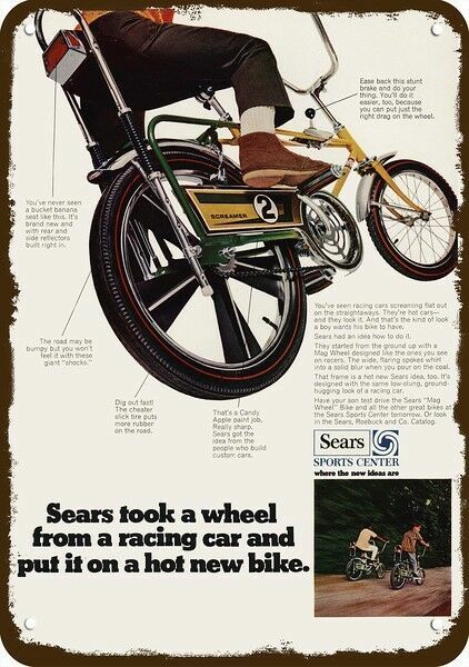 1969 SEARS SCREAMER Mag Wheel Bike Vintage-Look *DECORATIVE REPLICA METAL SIGN* 1969 SEARS SCREAMER Mag Wheel Bike Vintage-Look *DECORATIVE REPLICA METAL SIGN*