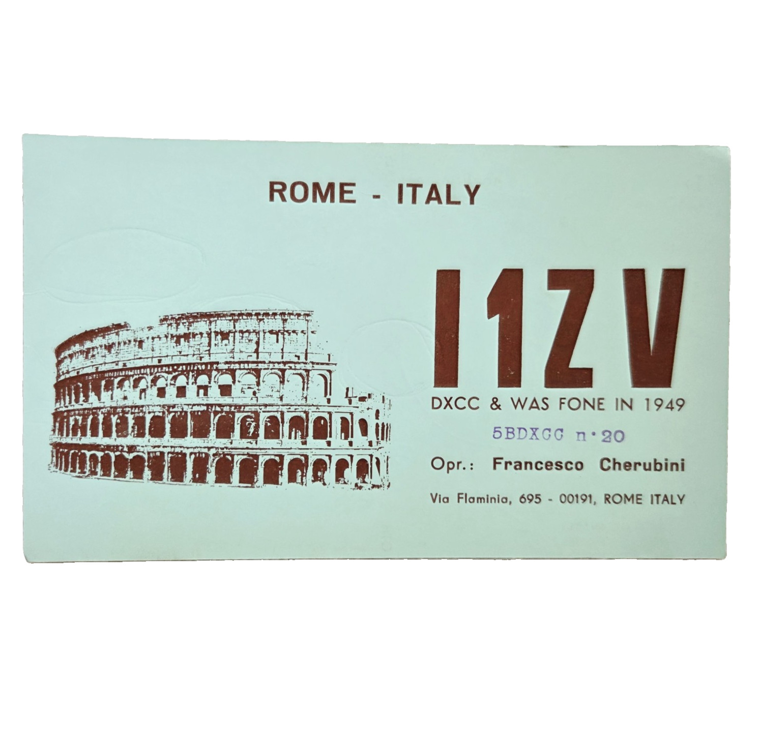 Vintage Rome Italy 1970 QSL Ham Radio Post Card QSO DXCC AARL Europe Postcard