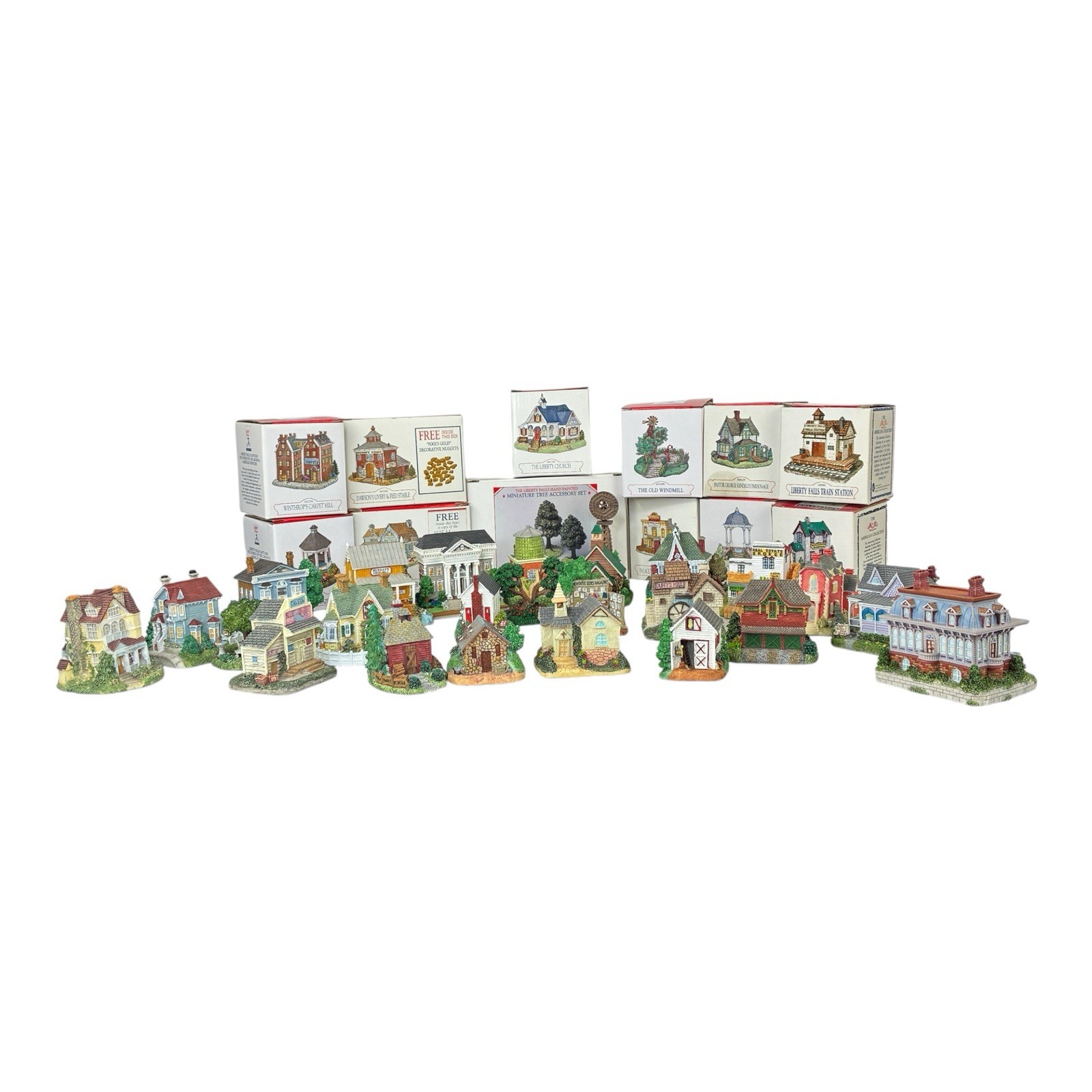 Huge Liberty Falls Village Lot 37 Buildings Americana Houses Train Station