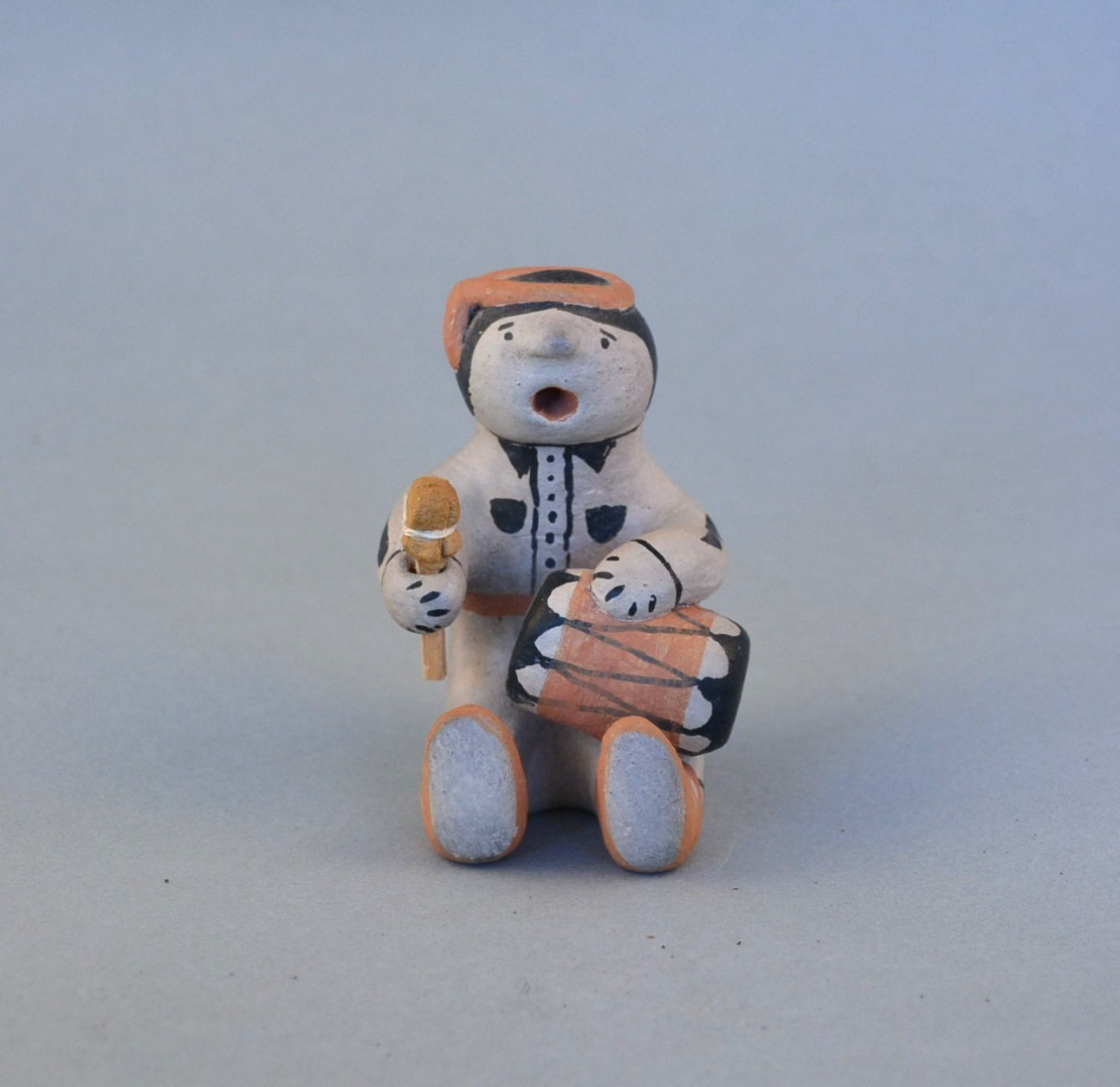 Sarah Arquero - Cochiti Pueblo Storyteller Pottery Figure - Male Drummer - 3 Sarah Arquero - Cochiti Pueblo Storyteller Pottery Figure - Male Drummer - 3