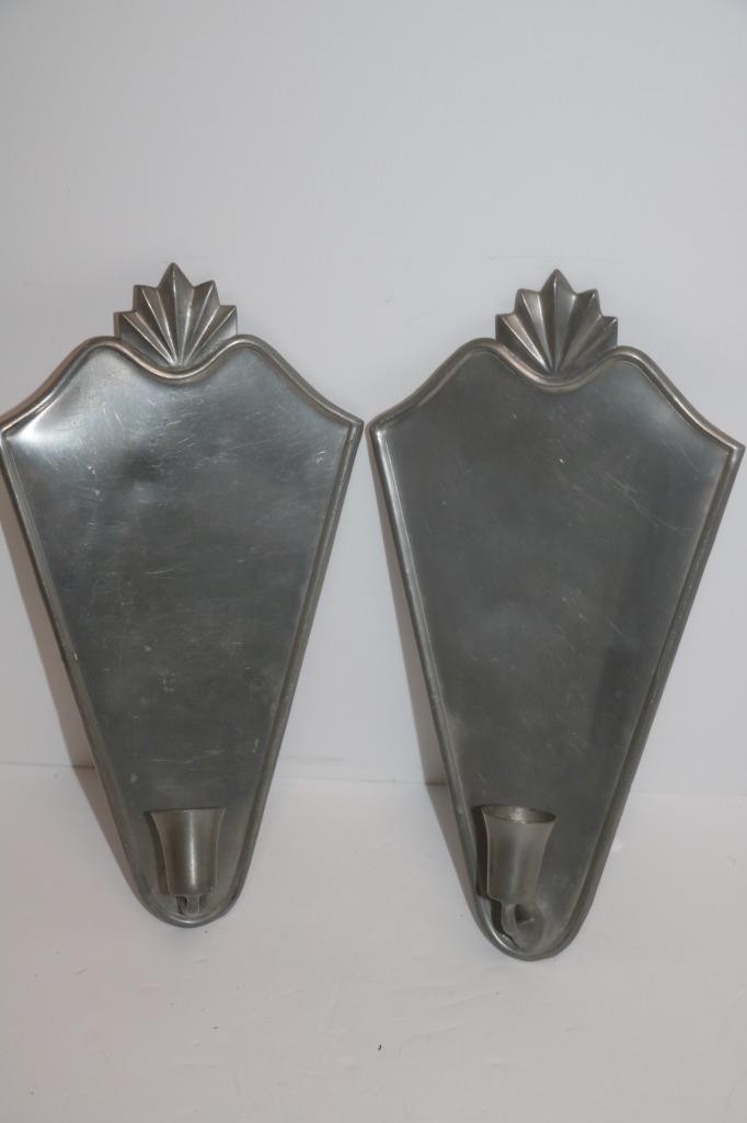 Swedish Ystad Tenn Art Deco Wall Sconces 1930s Pewter LOT of 2 
