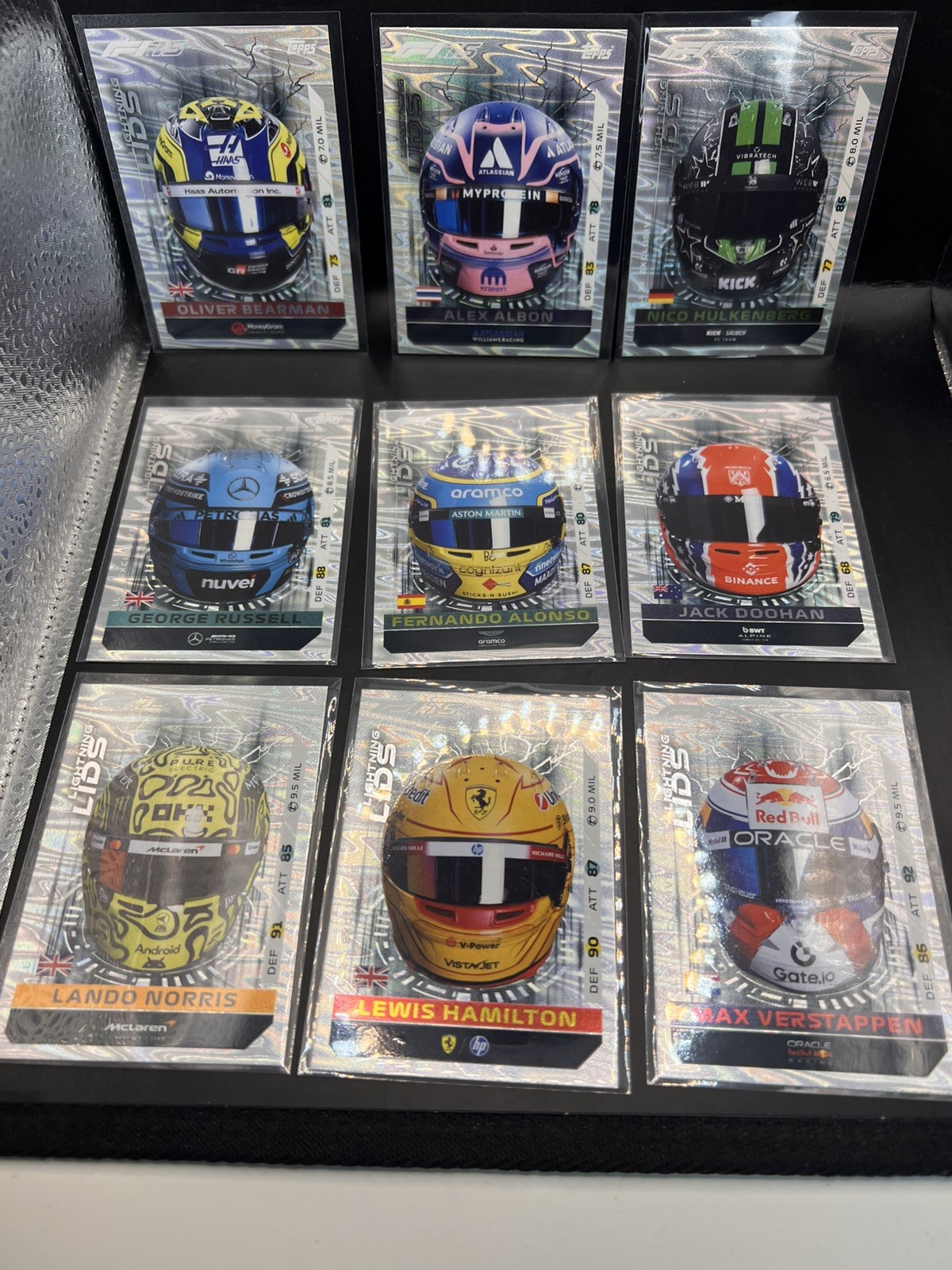 2025 Topps F1 Turbo Attax x9 Lightning Lids Exclusive Cards Set w/o Hadjar