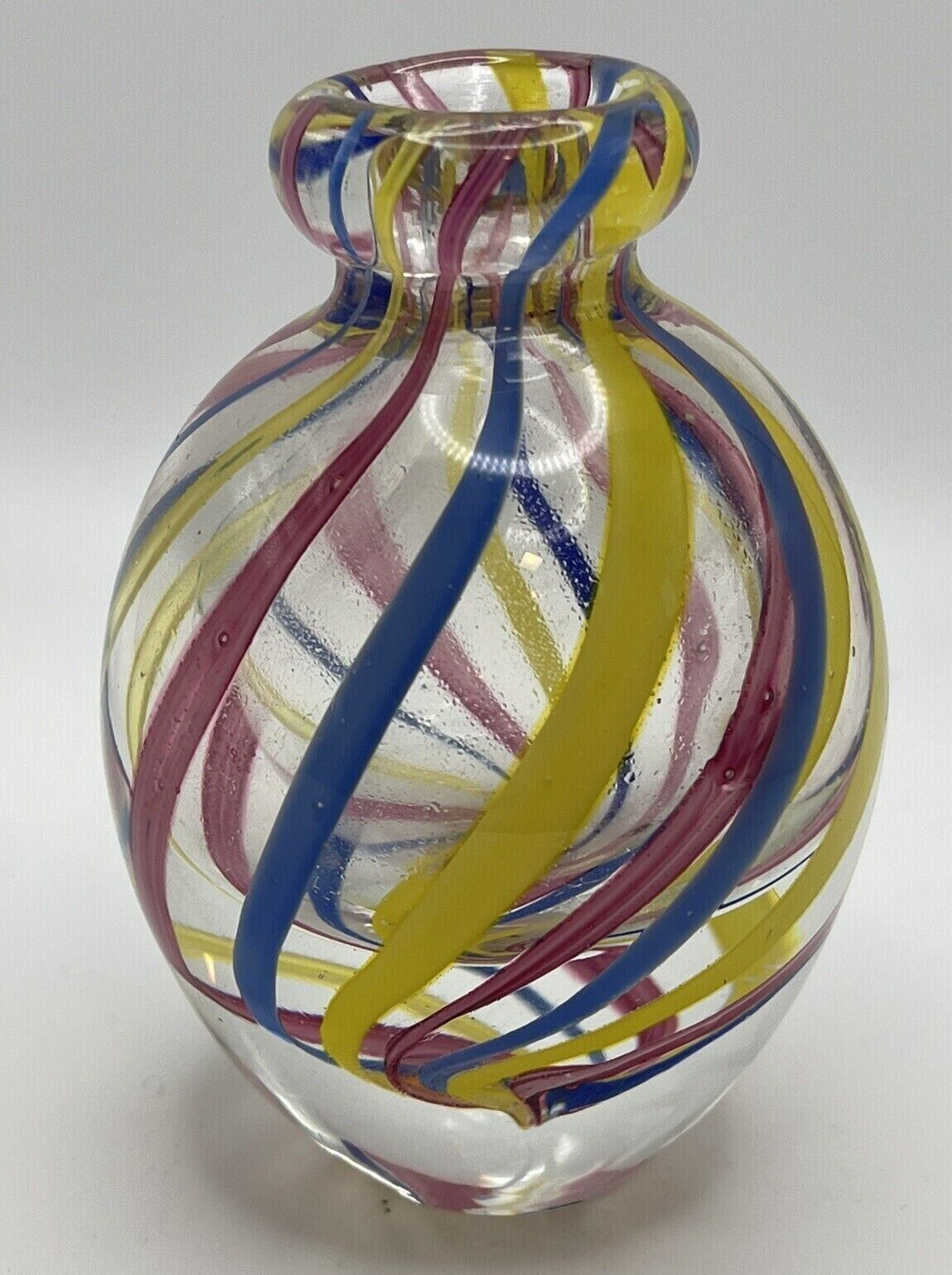 Swirl Vase Pink, Yellow & Blue  Gorgeous Designs 3.5\