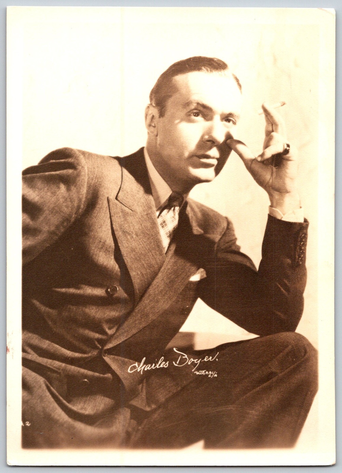 Vintage Charles Boyer Signed Photo Portrait 5x7 Gaslight Movie Star Vintage Charles Boyer Signed Photo Portrait 5x7 Gaslight Movie Star