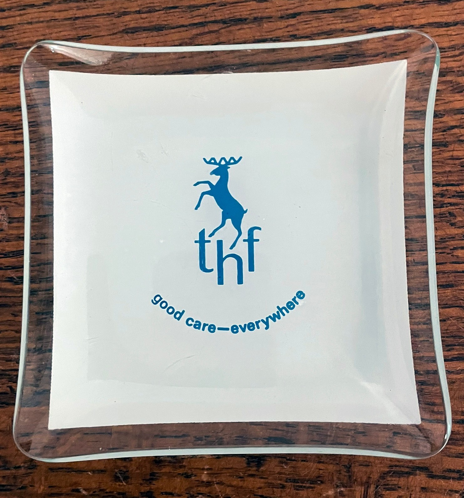 Vintage Trusthouse Forte THF Glass Ashtray Trinket Dish Hotel Advertising 4.5\