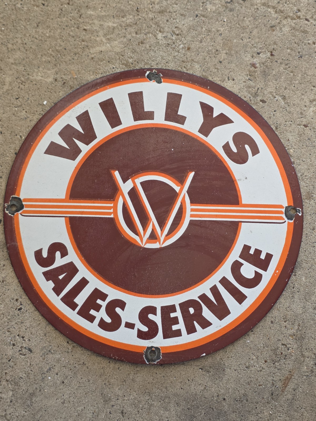  VINTAGE WILLYS-OVERLAND JEEP PORCELAIN SIGN 