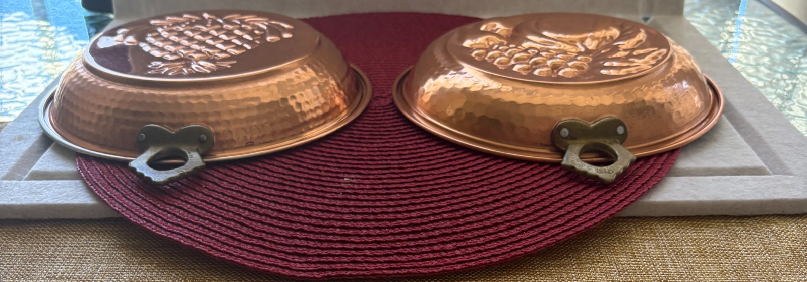 Lot of TWO Vintage Copper Plated Baking Jello Mold Patina Metalware 10 Lot of TWO Vintage Copper Plated Baking Jello Mold Patina Metalware 10