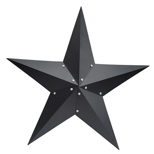 Qobumy 36Inch Large Metal Barn Star-Black Barn Star Outdoor 36