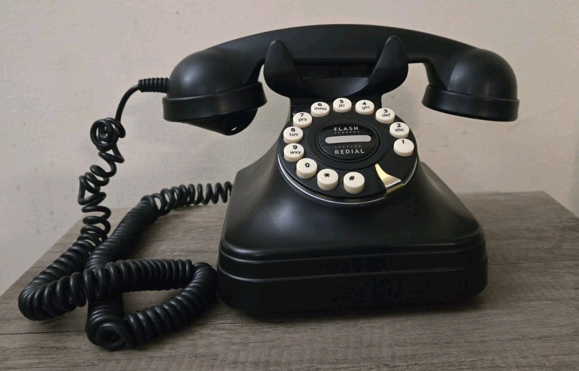 VINTAGE Grand Phone FLASH REDIAL BLACK Touch Button Retro 1950\'s Style