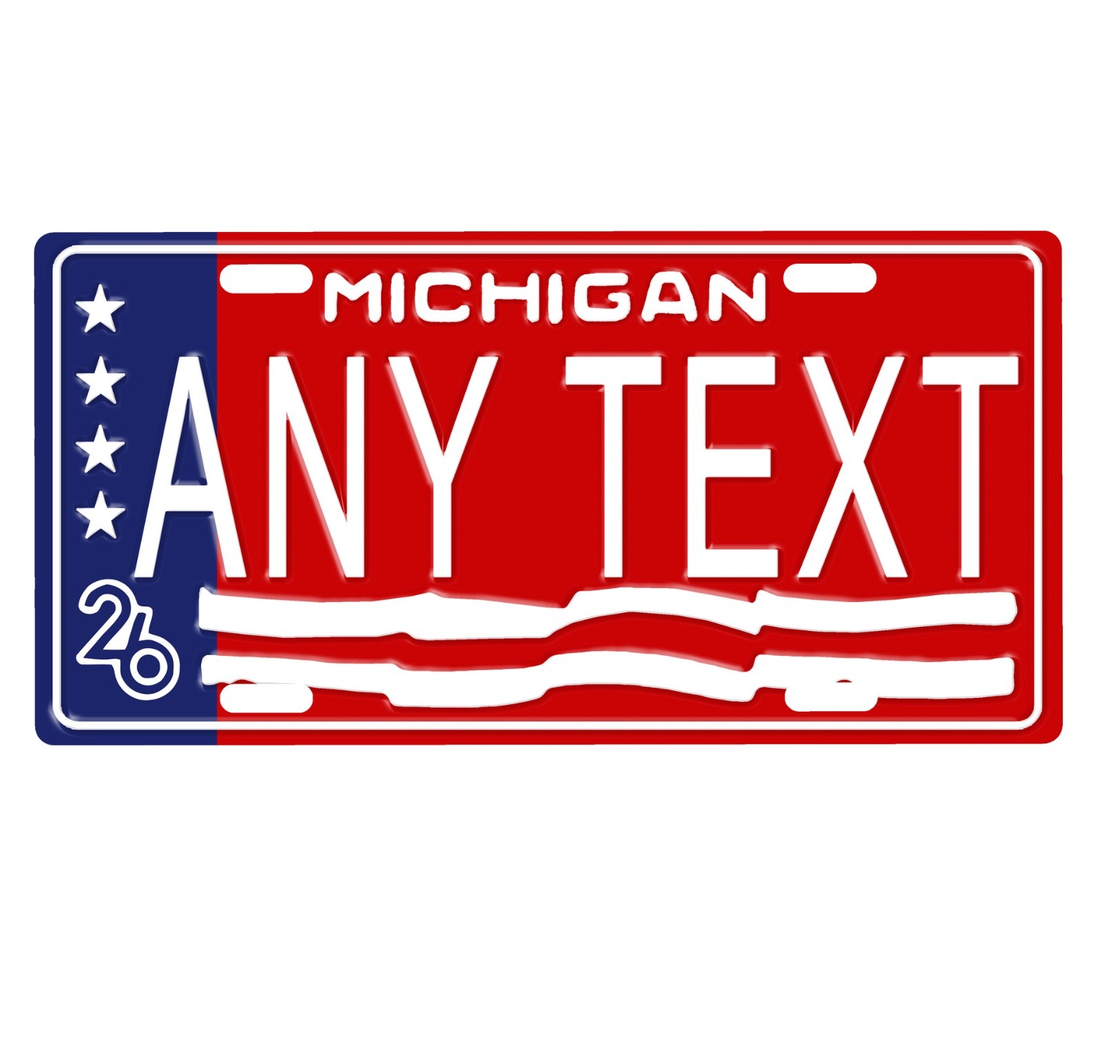 Novelty, Personalized State License Plates-Michigan 2026. Three Sizes Available