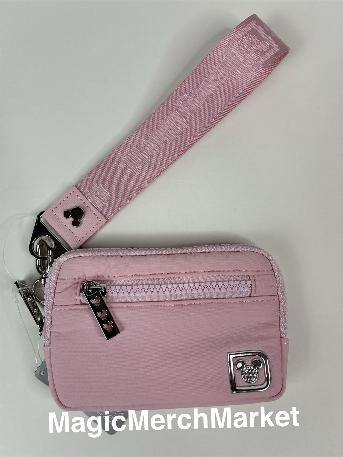 2026 Disney Parks Disney World Bibbidi Blush Pink Wristlet Zip Case New