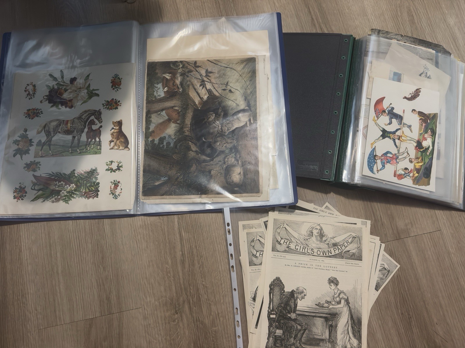 Antique Victorian Ephemera Scrapbook Lot 1800s Prints Engravings Chromolithograp
