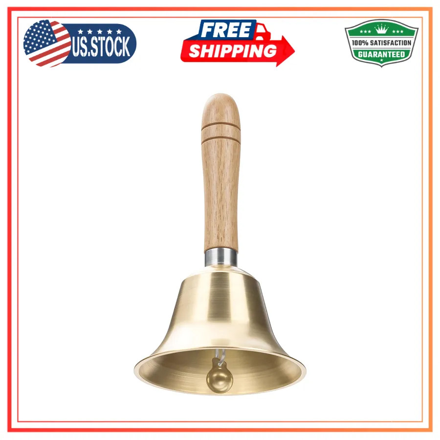 Flezoo 3.15inch Brass Super Loud Hand Bell for Dinner Wedding Office Flezoo 3.15inch Brass Super Loud Hand Bell for Dinner Wedding Office