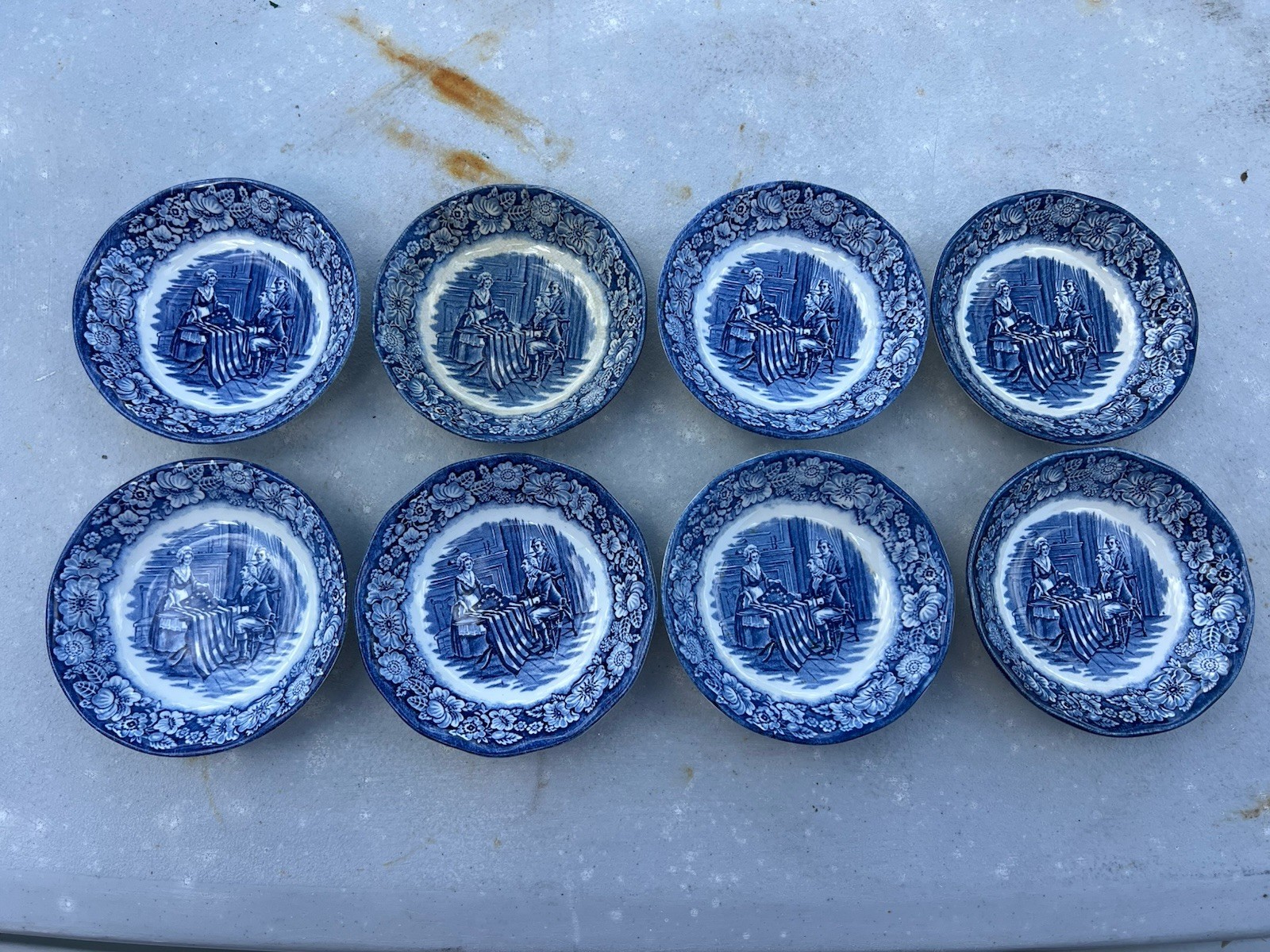 Staffordshire Liberty Blue Betsy Ross Small Bowl 5” Lot of 8 Staffordshire Liberty Blue Betsy Ross Small Bowl 5” Lot of 8