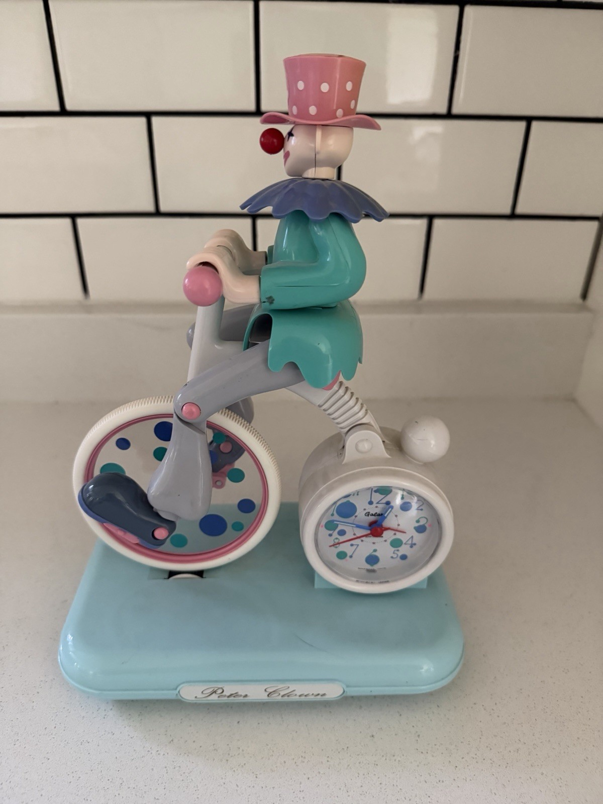 Vtg Peter Clown Moving Musical Animated Alarm Clock Jinmei Japan Works Pastel Vtg Peter Clown Moving Musical Animated Alarm Clock Jinmei Japan Works Pastel