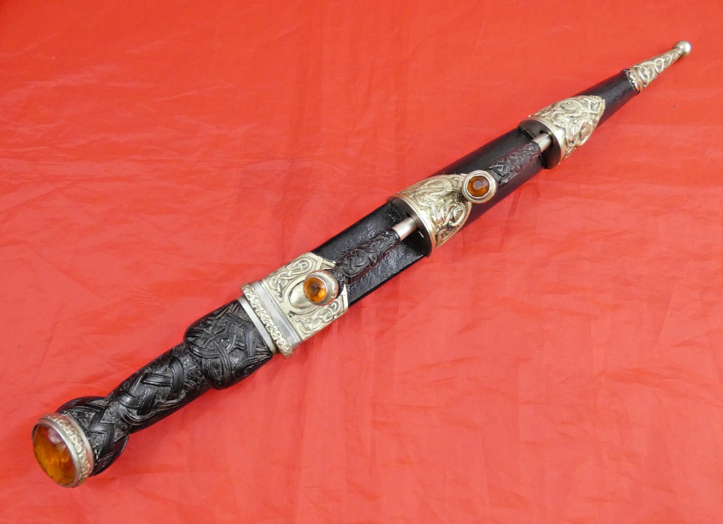 FINE ANTIQUE SCOTTISH DIRK DAGGER JEWELED knife sword