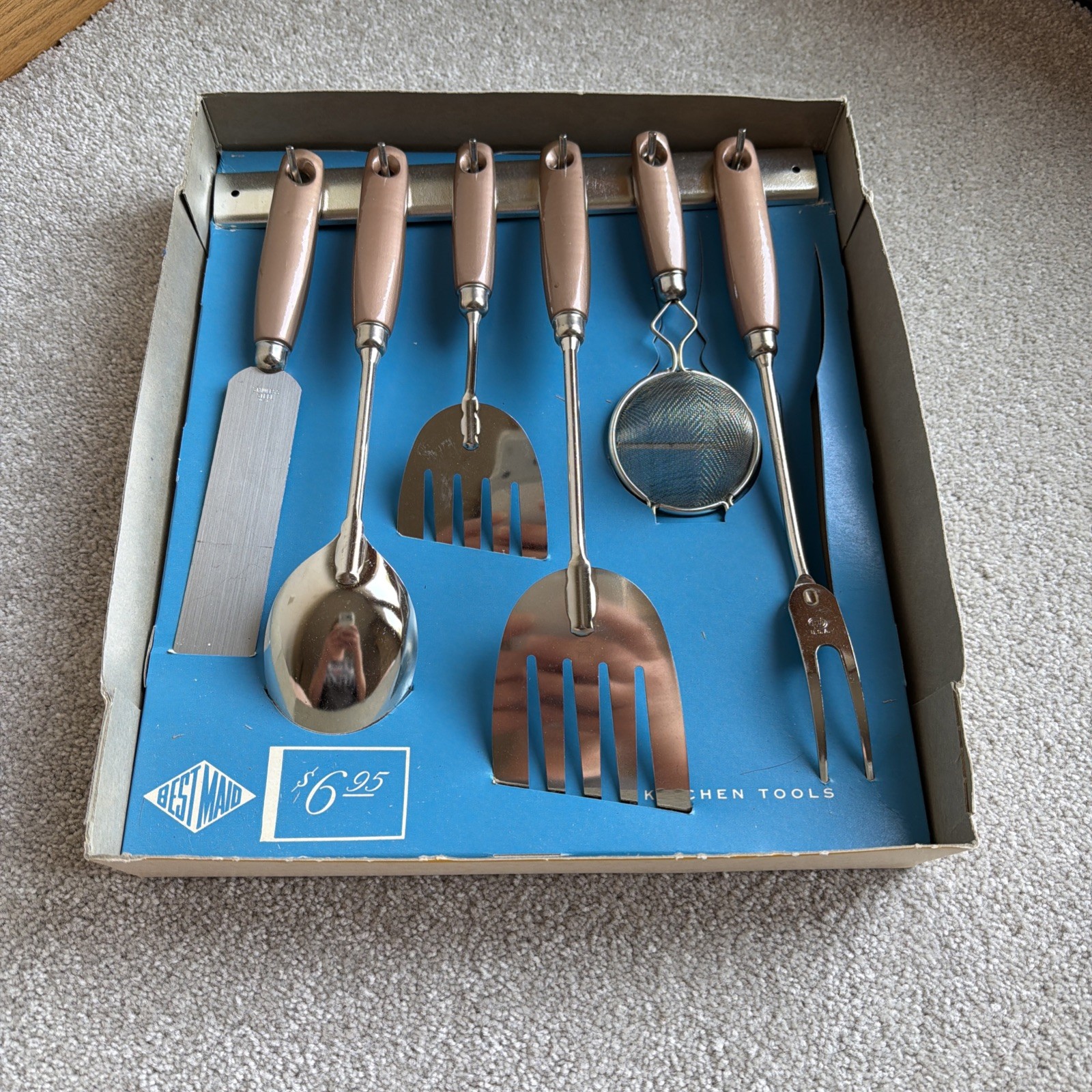 Vintage Best Maid Kitchen Stainless Steel Utensils NOS EKCO Hanging Rack