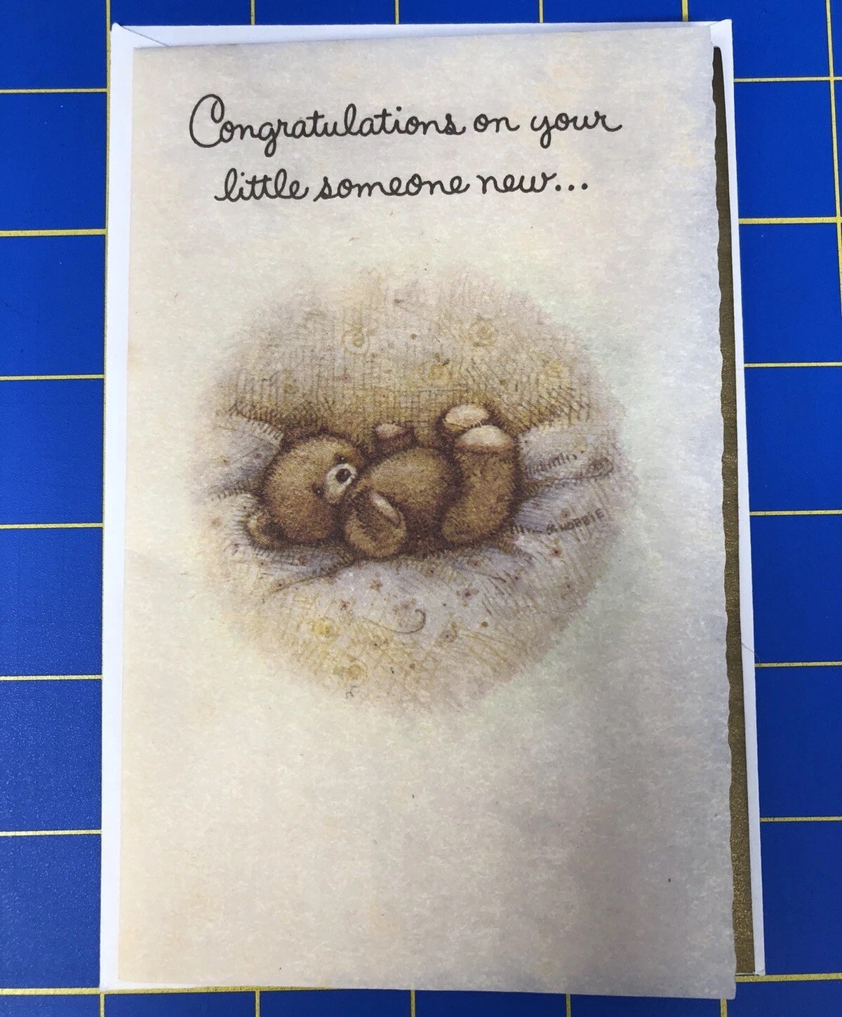 NEW 1973 Holly Hobbie American Greetings Card Parchment Baby Congratulations 6x4