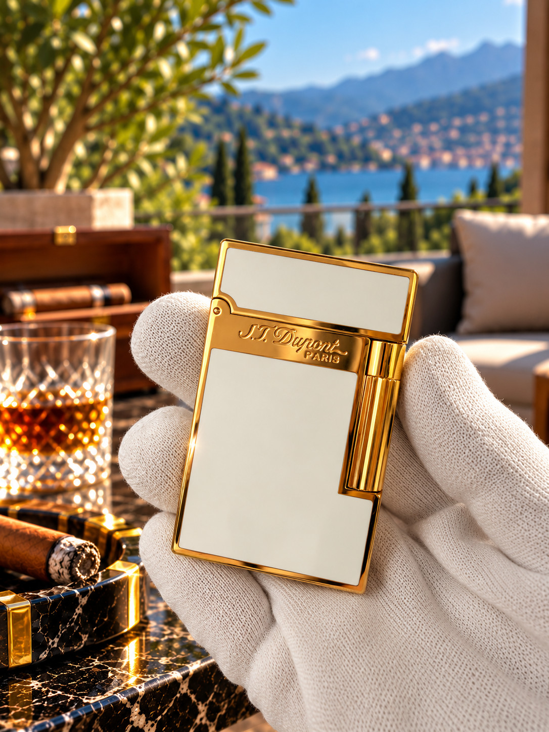S.T. DUPONT Ligne 2 Single Flame white Lacquer vintage Lighter with gift box