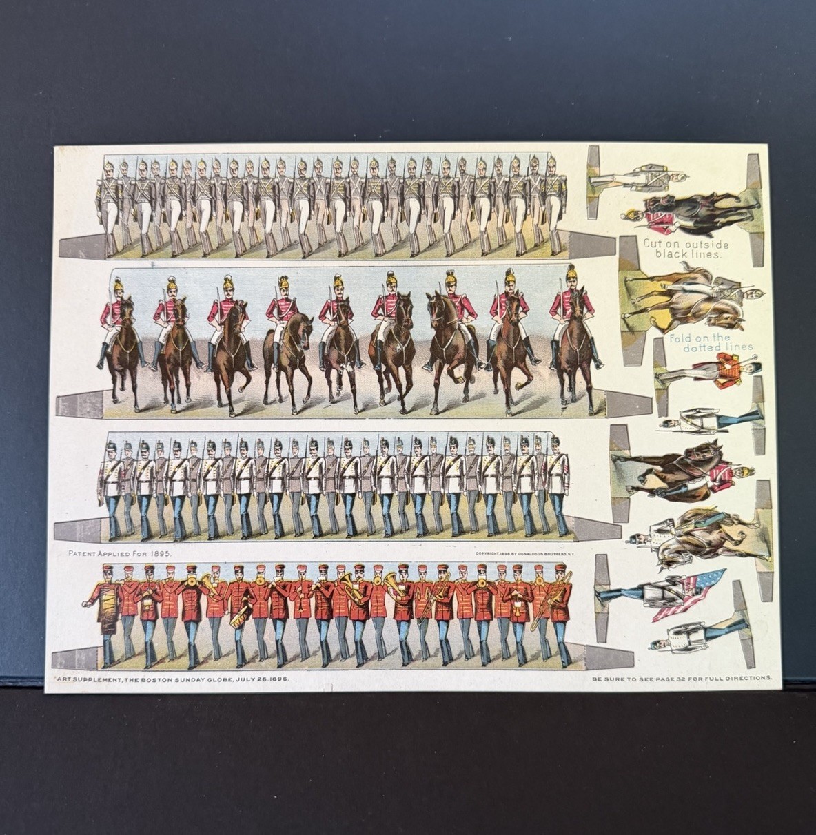 Rare Antique 1896 Boston Sunday Globe Paper Soldiers Supplement - UNCUT MILITARY