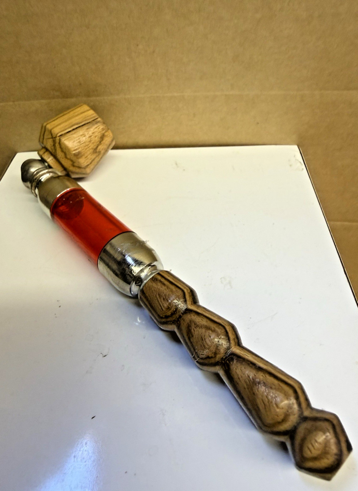 Vtg Unused Rare Deco Brown And Red Wood Pipes 7 Inch Unused 1970's