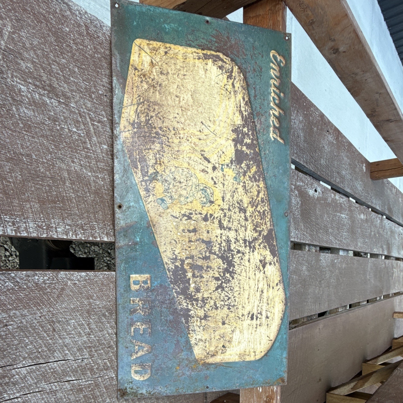 Vintage Enriched Bread Metal Advertising Sign 27x14 Bakery Loaf Graphic Rustic Vintage Enriched Bread Metal Advertising Sign 27x14 Bakery Loaf Graphic Rustic