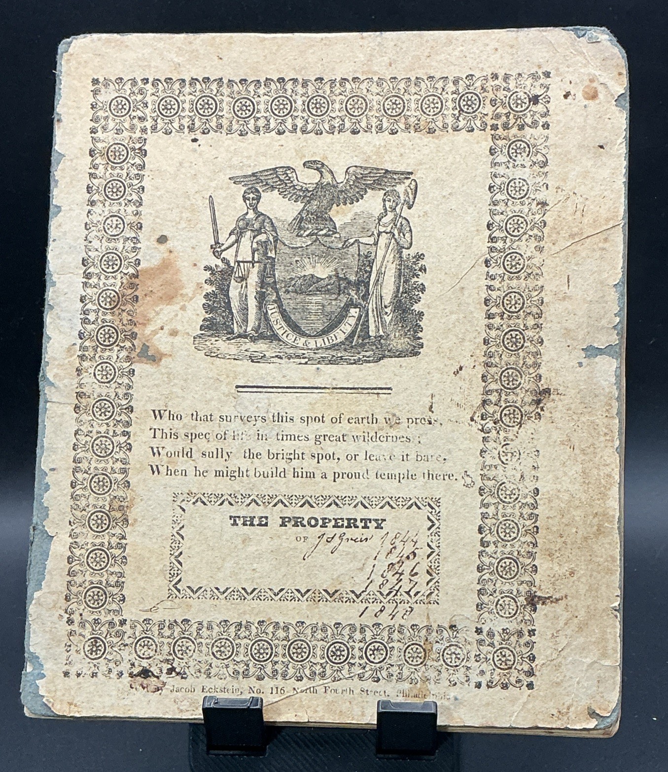 Ledger From 1844 Made In Philadelphia One Of A Kind Super Rare
