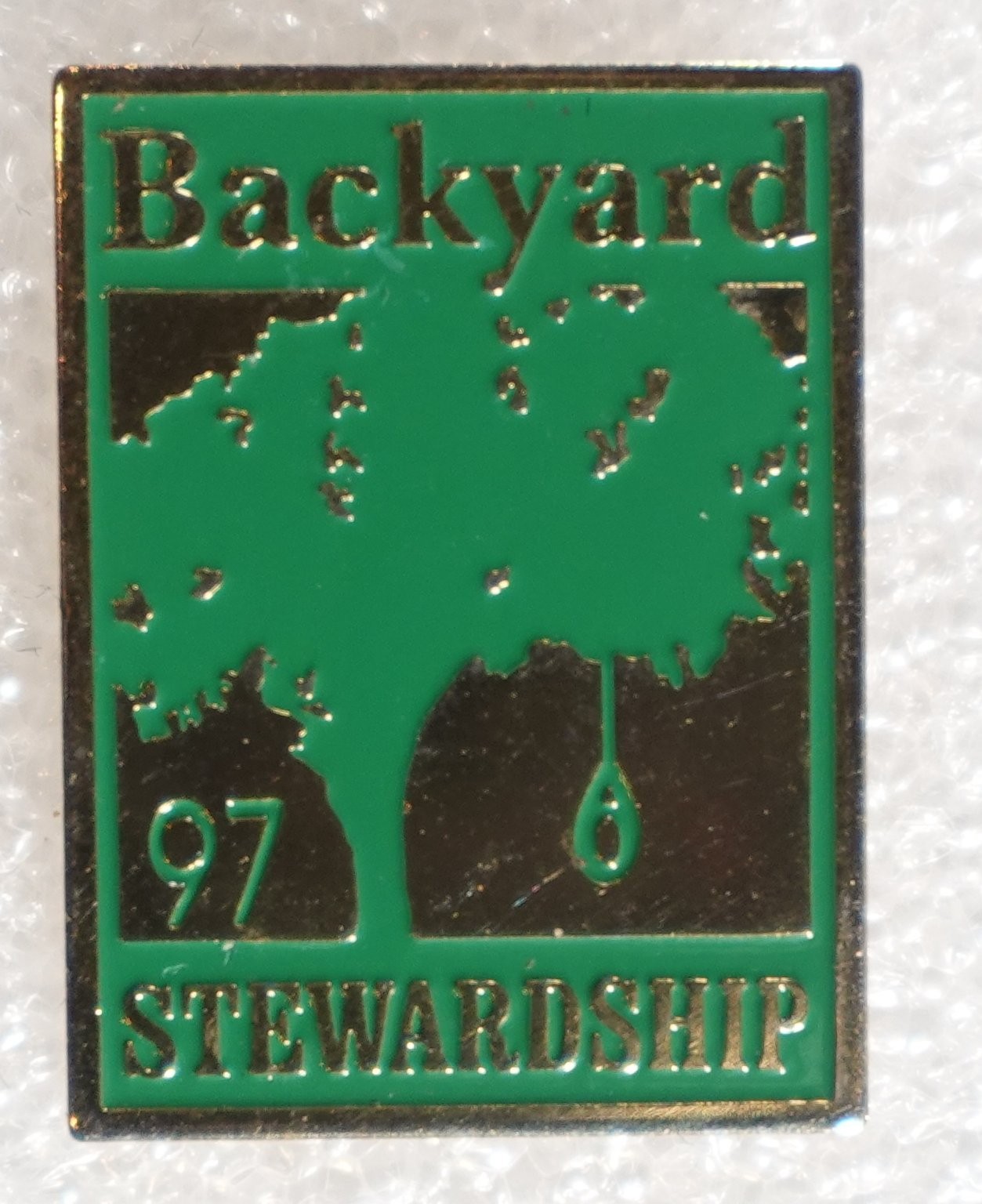 Backyard Stewardship Pinback Button Tree Nature 1997 Approx 0.75\