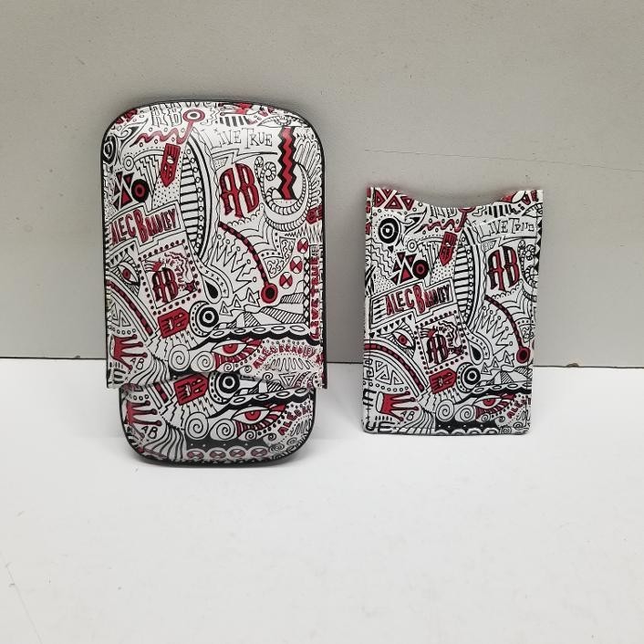 Alec Bradley 3 Finger Leather Case & skinny wallet set- Colorful Graphic